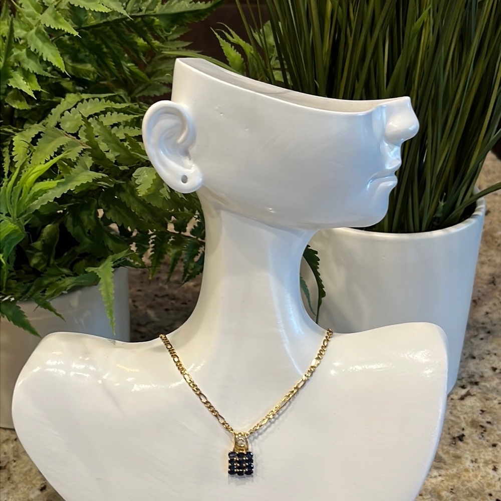 NWOT Solid 14K Genuine Sapphire Pendant